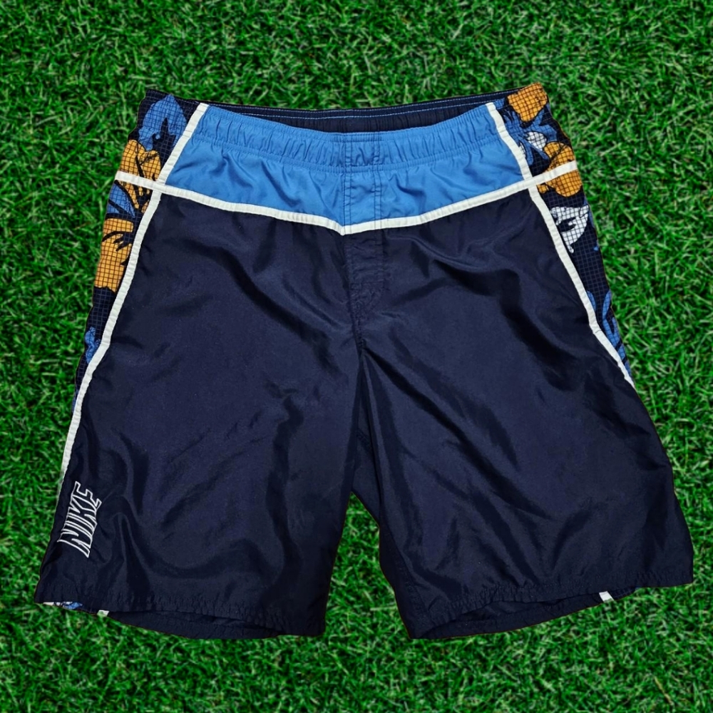 VTG/90s NIKE Summer Swim Shorts Trunks Blue With Pockets Navy Beach Mens Medium